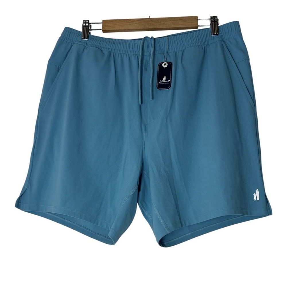 New Johnnie-O Rocke Performance Shorts Mens Medium Haze Blue 7" Stretch Athletic